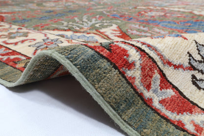 248 x 299 cm | Kawros Green Design Hand Knotted Wool Afghan Carpet
