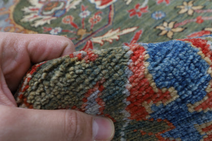 248 x 299 cm | Kawros Green Design Hand Knotted Wool Afghan Carpet