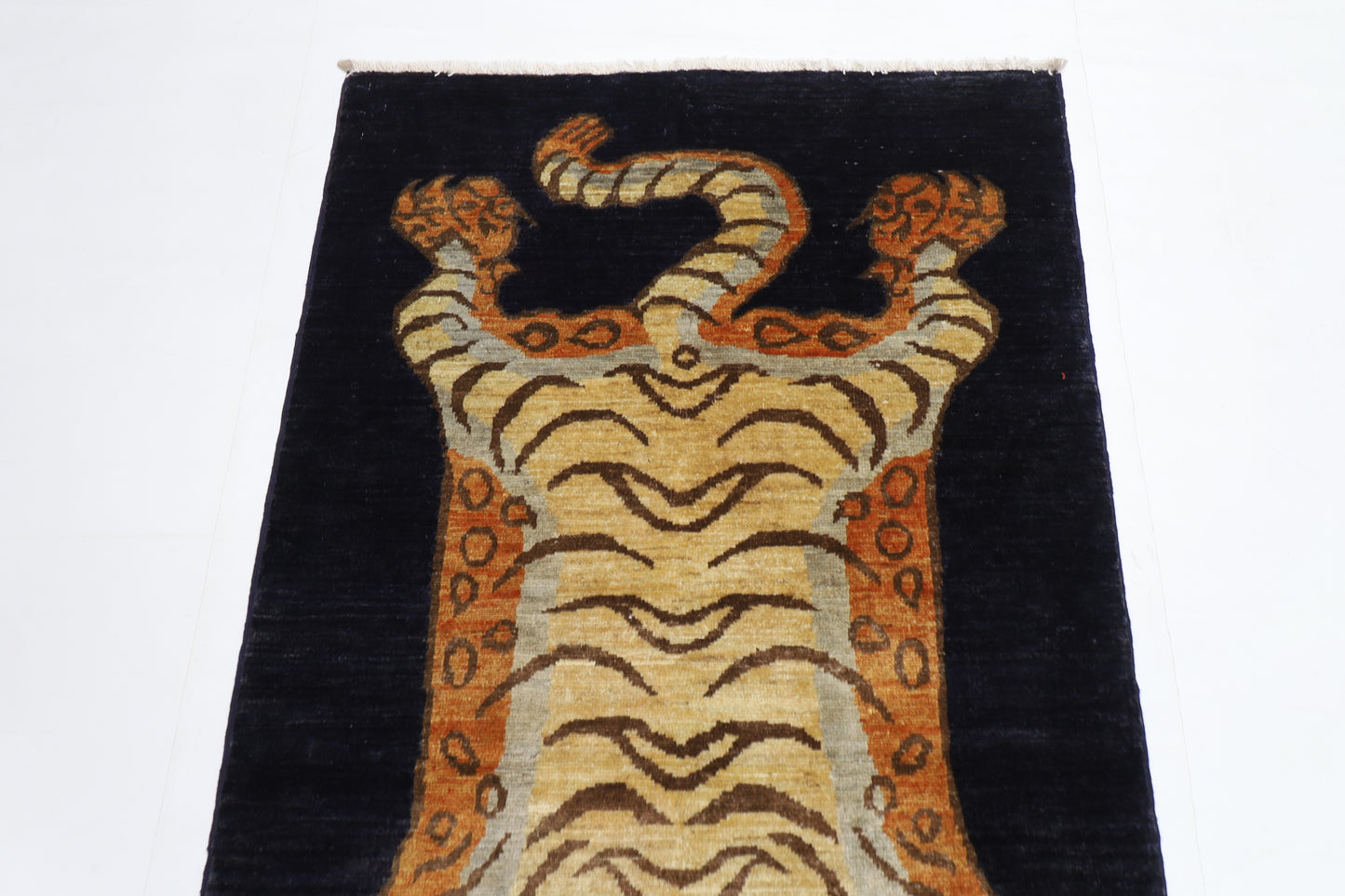91 x 151 cm | Oriental Tiger Blue Area Rug Afghan Hand Knotted Veg dye Wool carpet