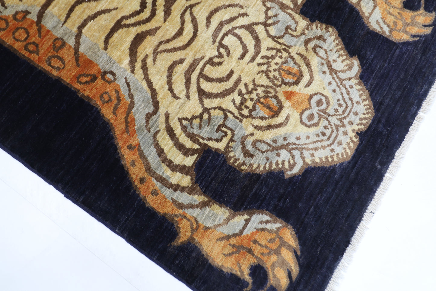 91 x 151 cm | Oriental Tiger Blue Area Rug Afghan Hand Knotted Veg dye Wool carpet