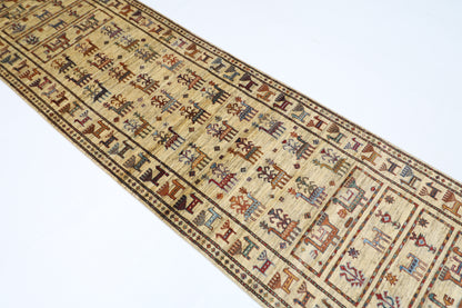 85 x 290 cm | Beige Afghan Tribal Hand Knotted Veg Dye Wool Runner