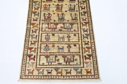 85 x 290 cm | Beige Afghan Tribal Hand Knotted Veg Dye Wool Runner