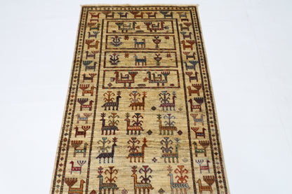 85 x 290 cm | Beige Afghan Tribal Hand Knotted Veg Dye Wool Runner