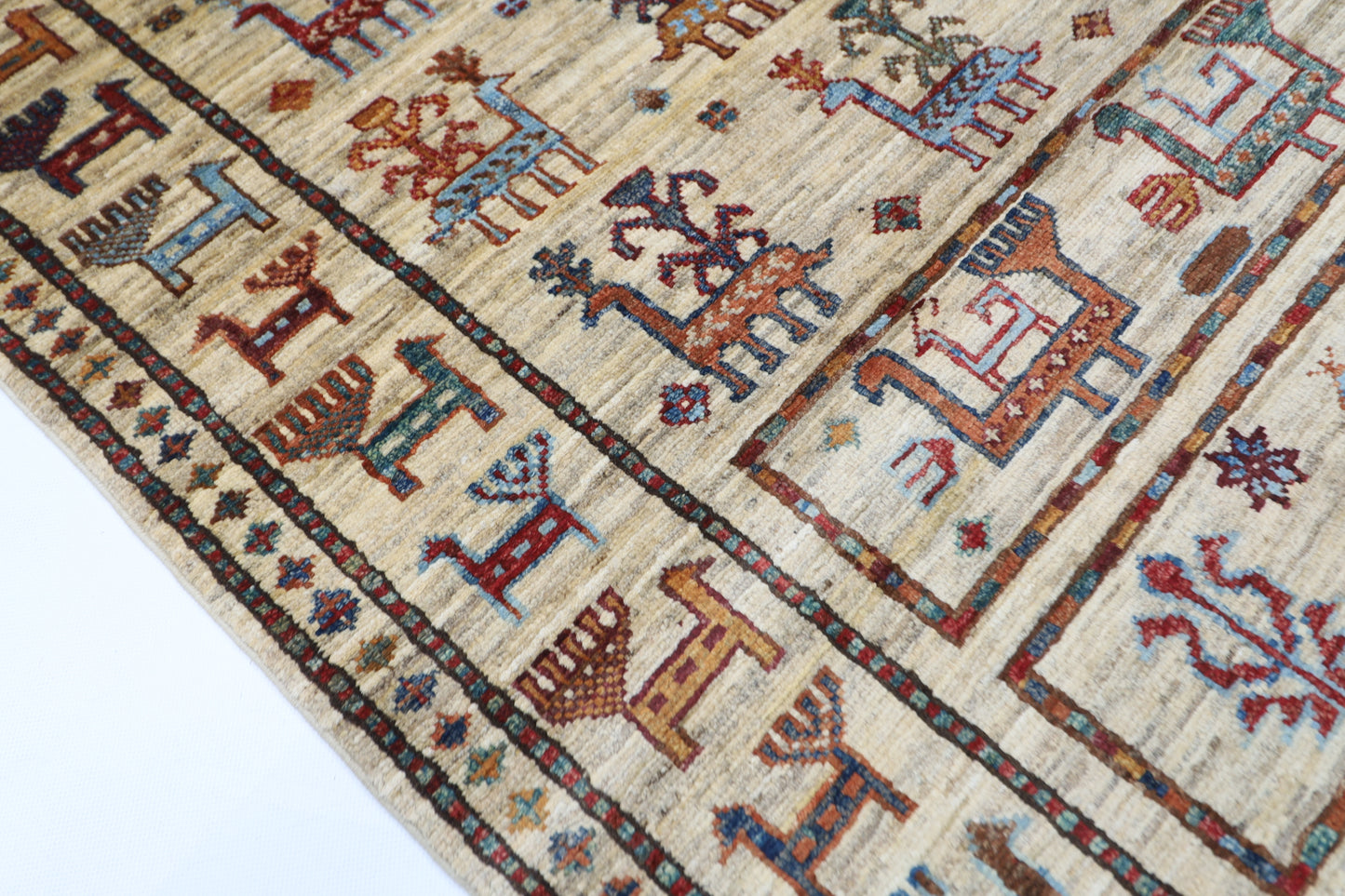 85 x 290 cm | Beige Afghan Tribal Hand Knotted Veg Dye Wool Runner