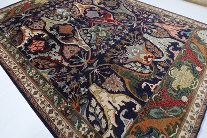 306 x 416 cm | Kawros Blue Design Hand Knotted Wool Afghan Carpet