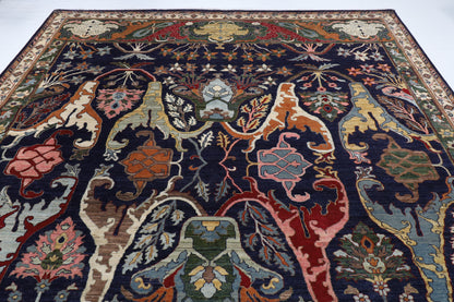306 x 416 cm | Kawros Blue Design Hand Knotted Wool Afghan Carpet