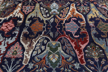 306 x 416 cm | Kawros Blue Design Hand Knotted Wool Afghan Carpet