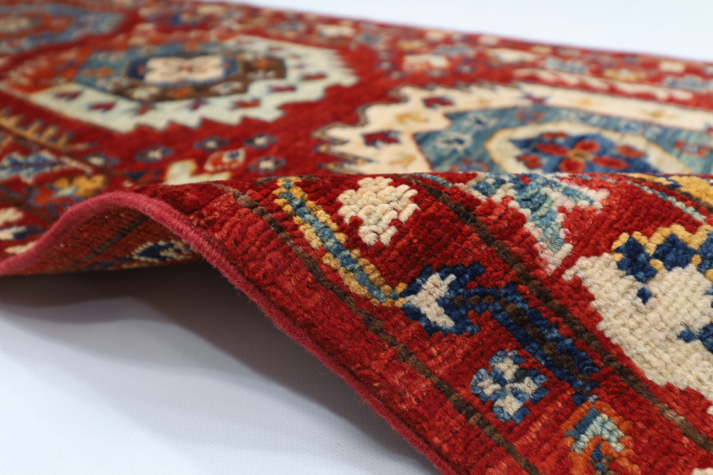 63 x 180 cm | Oriental Waziri Red Runner Rug Afghan Hand Knotted Veg dye Wool carpet