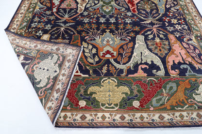 306 x 416 cm | Kawros Blue Design Hand Knotted Wool Afghan Carpet