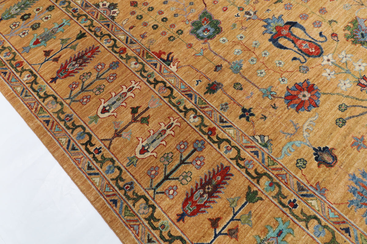 272 x 368 cm | Sultani Design Hand Knotted Wool Afghan Carpet