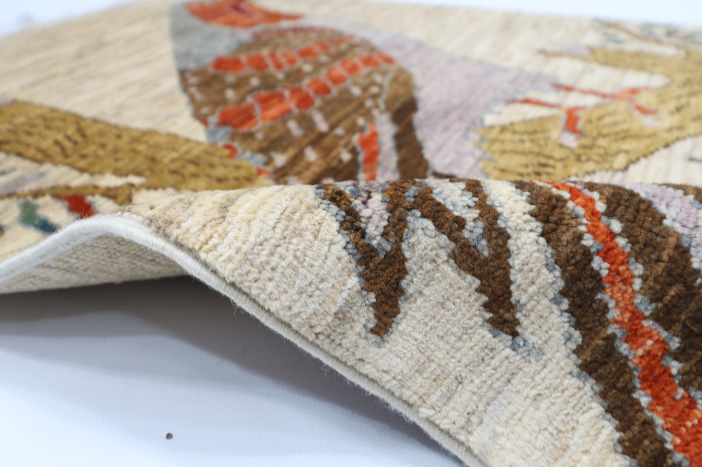 63 x 91 cm | Oriental Bird Accent Rug Afghan Hand Knotted Veg dye Wool carpet