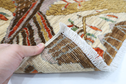 63 x 91 cm | Oriental Bird Accent Rug Afghan Hand Knotted Veg dye Wool carpet