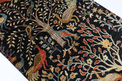 100 x 153 cm | Birds Afghan Tribal Hand Knotted Veg Dye Wool Carpet