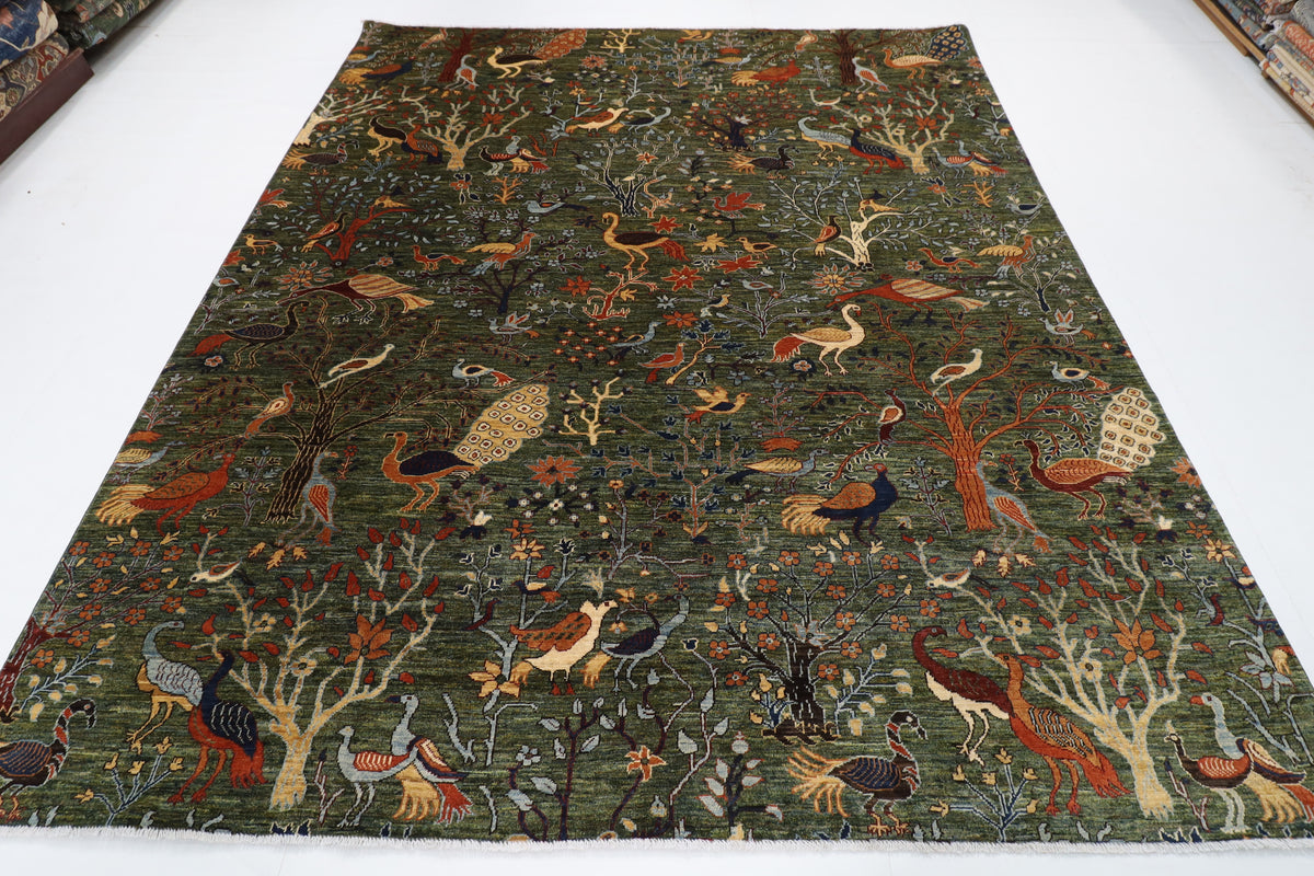 245 x 301 cm | Alfombra afgana de lana teñida con vegetales anudada a mano diseño Kawros