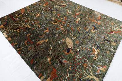 245 x 301 cm | Alfombra afgana de lana teñida con vegetales anudada a mano diseño Kawros