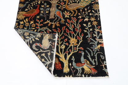 100 x 153 cm | Birds Afghan Tribal Hand Knotted Veg Dye Wool Carpet