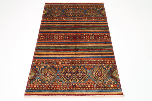 106 x 154 cm | Khorjun Afghan Tribal Hand Knotted Veg Dye Wool Carpet