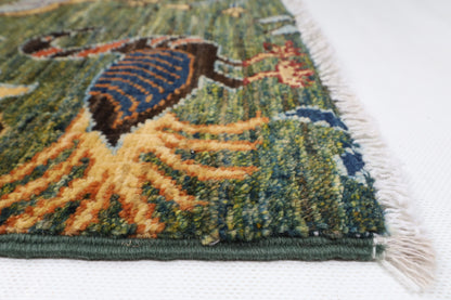 245 x 301 cm | Alfombra afgana de lana teñida con vegetales anudada a mano diseño Kawros