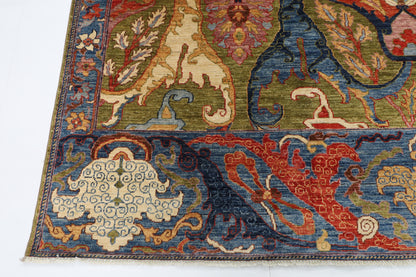272 x 360 cm | Kawros Green Design Hand Knotted Wool Afghan Carpet