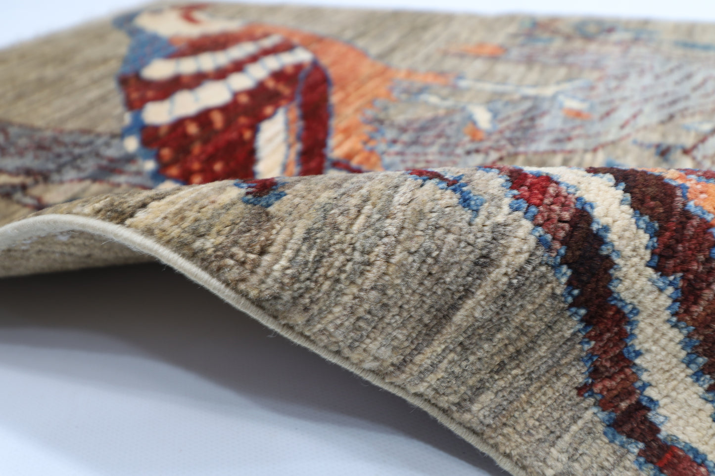 61 x 89 cm | Oriental Bird Gray Accent Rug Afghan Hand Knotted Veg dye Wool carpet
