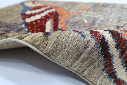 61 x 89 cm | Oriental Bird Gray Accent Rug Afghan Hand Knotted Veg dye Wool carpet