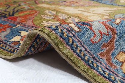 272 x 360 cm | Kawros Green Design Hand Knotted Wool Afghan Carpet