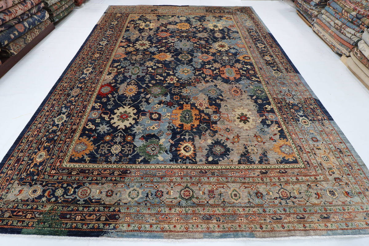 302 x 416 cm | Abstract Serapi Design Hand Knotted Wool Afghan Carpet