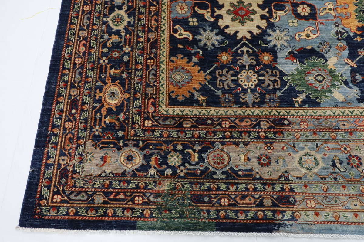302 x 416 cm | Abstract Serapi Design Hand Knotted Wool Afghan Carpet