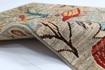 65 x 91 cm | Oriental Bird Gray Accent Rug Afghan Hand Knotted Veg dye Wool carpet