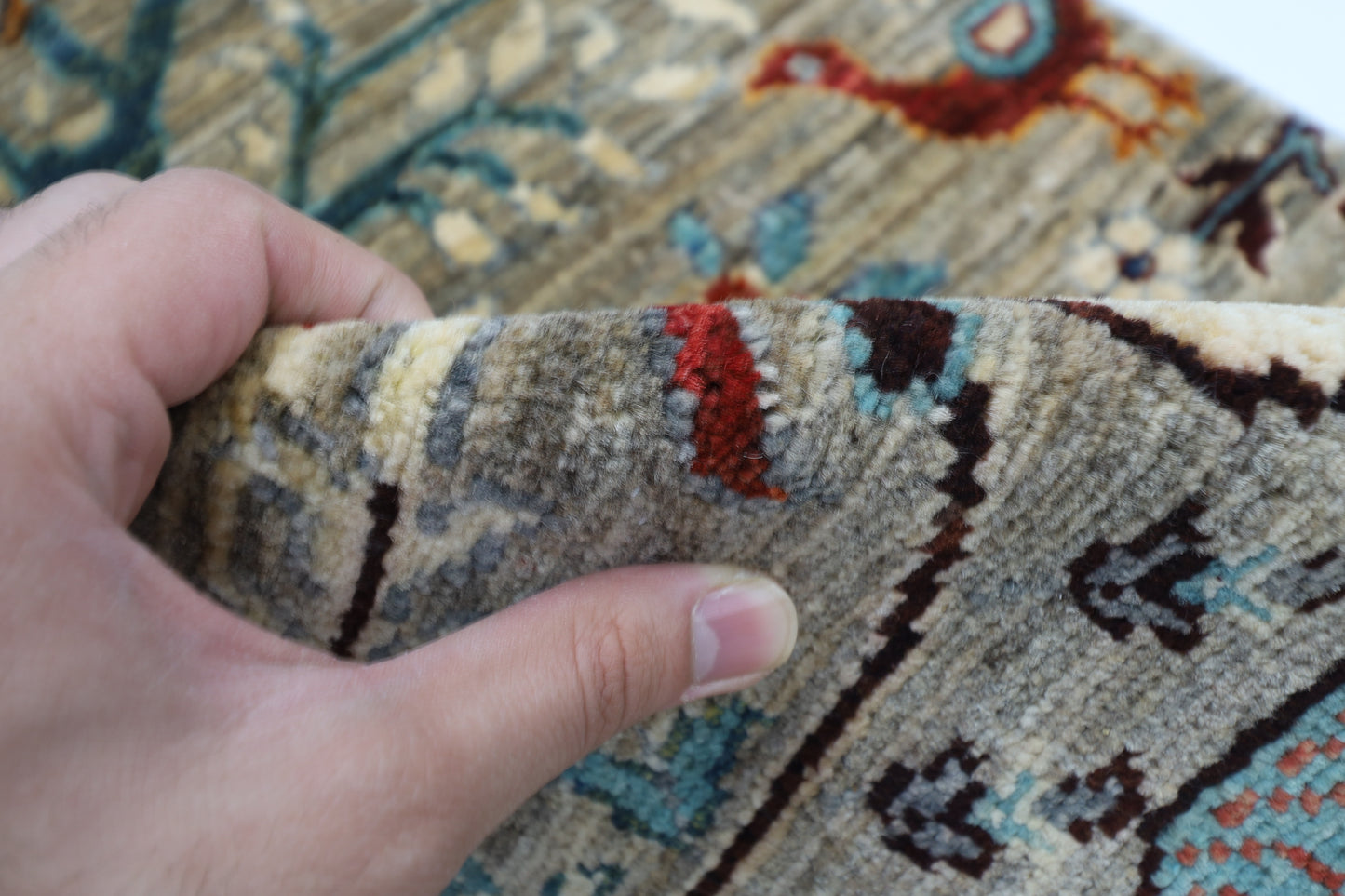 65 x 91 cm | Oriental Bird Gray Accent Rug Afghan Hand Knotted Veg dye Wool carpet