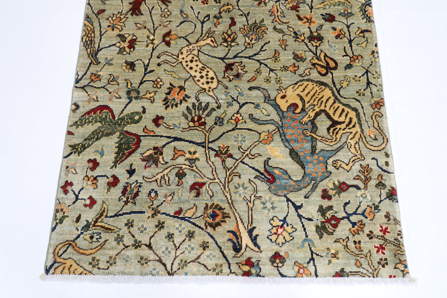 102 x 150 cm | Oriental Bird Gray Area Rug Afghan Hand Knotted Veg dye Wool carpet
