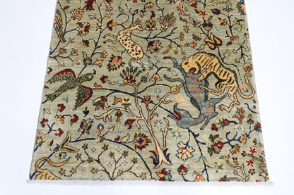 102 x 150 cm | Oriental Bird Gray Area Rug Afghan Hand Knotted Veg dye Wool carpet