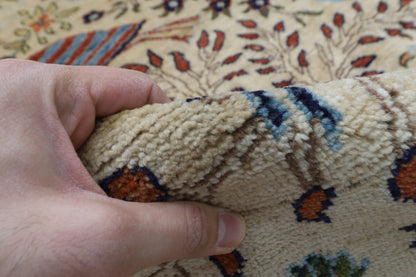 306 x 421 cm | Birds Beige Design Hand Knotted Wool Afghan Carpet