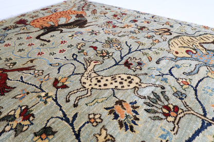 102 x 150 cm | Oriental Bird Gray Area Rug Afghan Hand Knotted Veg dye Wool carpet