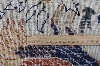 306 x 421 cm | Birds Beige Design Hand Knotted Wool Afghan Carpet