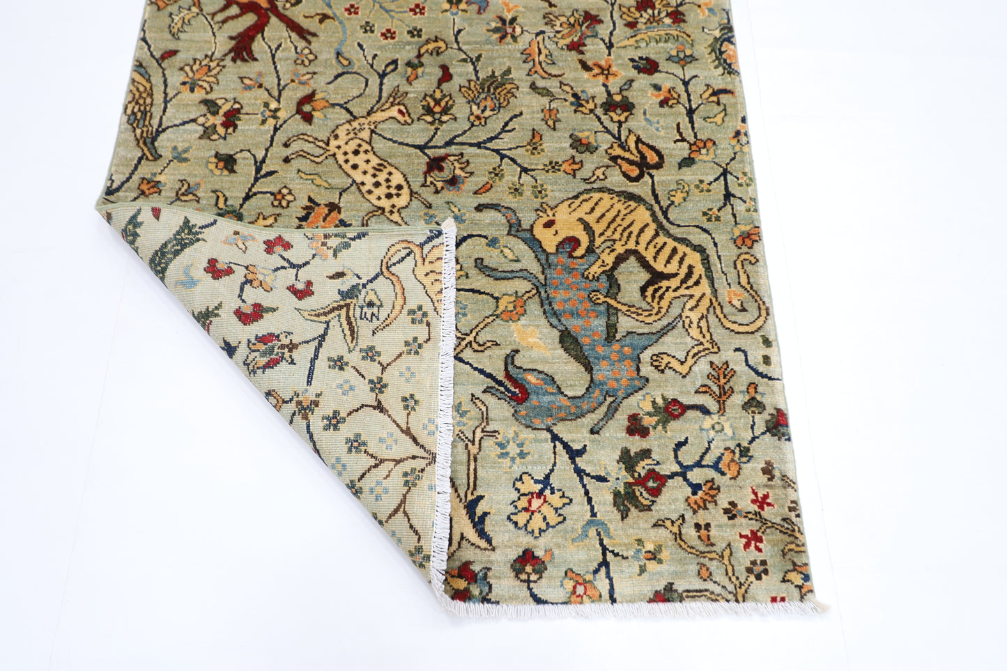 102 x 150 cm | Oriental Bird Gray Area Rug Afghan Hand Knotted Veg dye Wool carpet