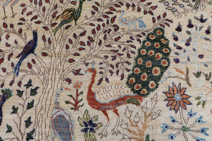 306 x 421 cm | Birds Beige Design Hand Knotted Wool Afghan Carpet