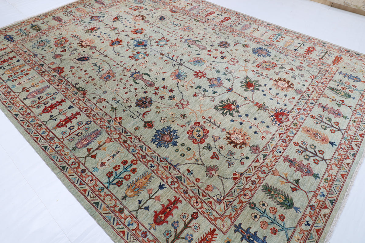 271 x 364 cm | Sultani Design Hand Knotted Wool Afghan Carpet
