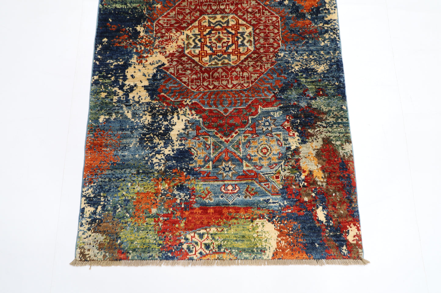 78 x 123 cm | Oriental Abstract Accent Rug Afghan Hand Knotted Veg dye Wool carpet