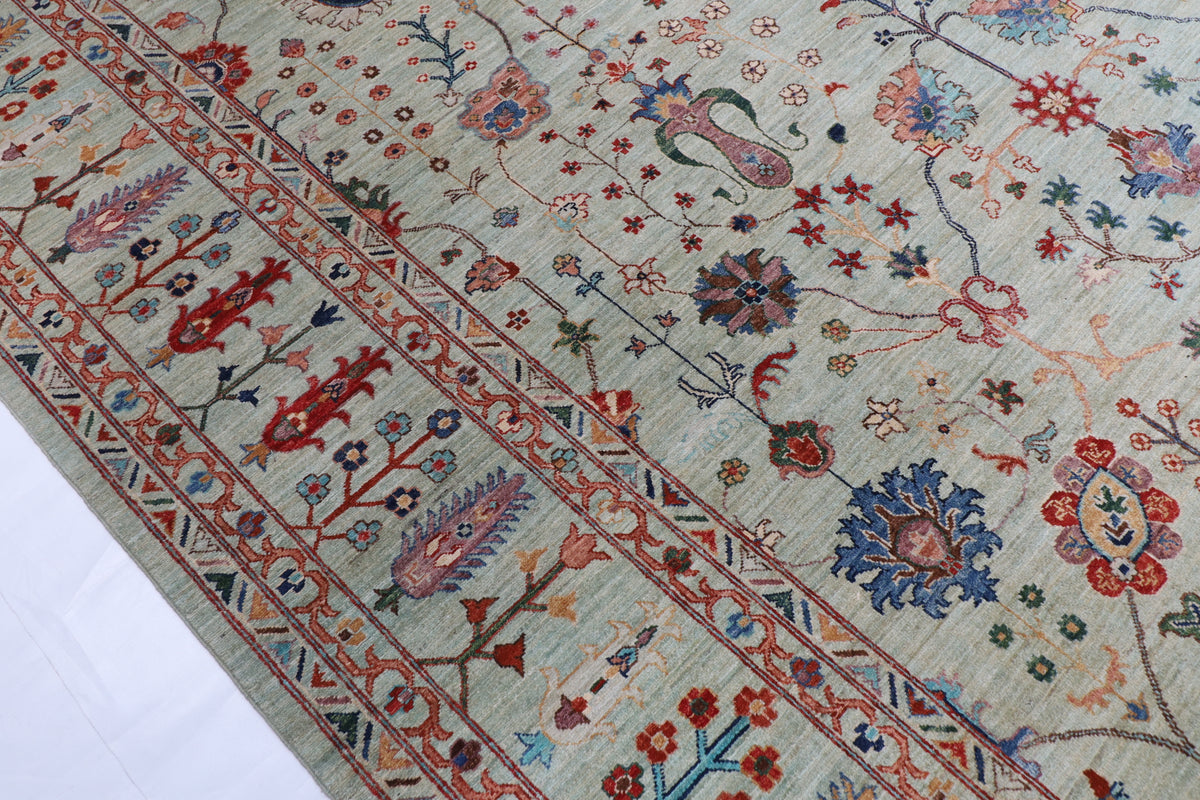 271 x 364 cm | Sultani Design Hand Knotted Wool Afghan Carpet