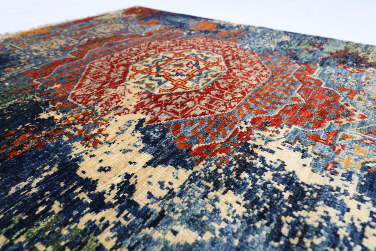 78 x 123 cm | Oriental Abstract Accent Rug Afghan Hand Knotted Veg dye Wool carpet