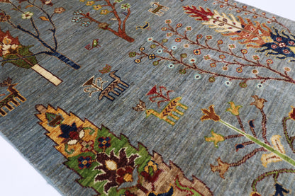 85 x 120 cm | Trees Afghan Tribal Hand Knotted Veg Dye Wool Carpet