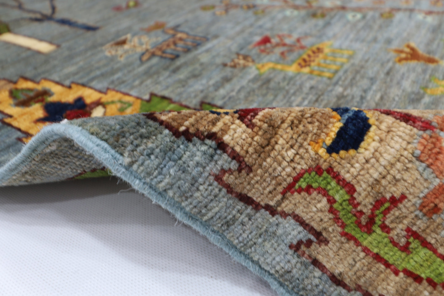 85 x 120 cm | Trees Afghan Tribal Hand Knotted Veg Dye Wool Carpet