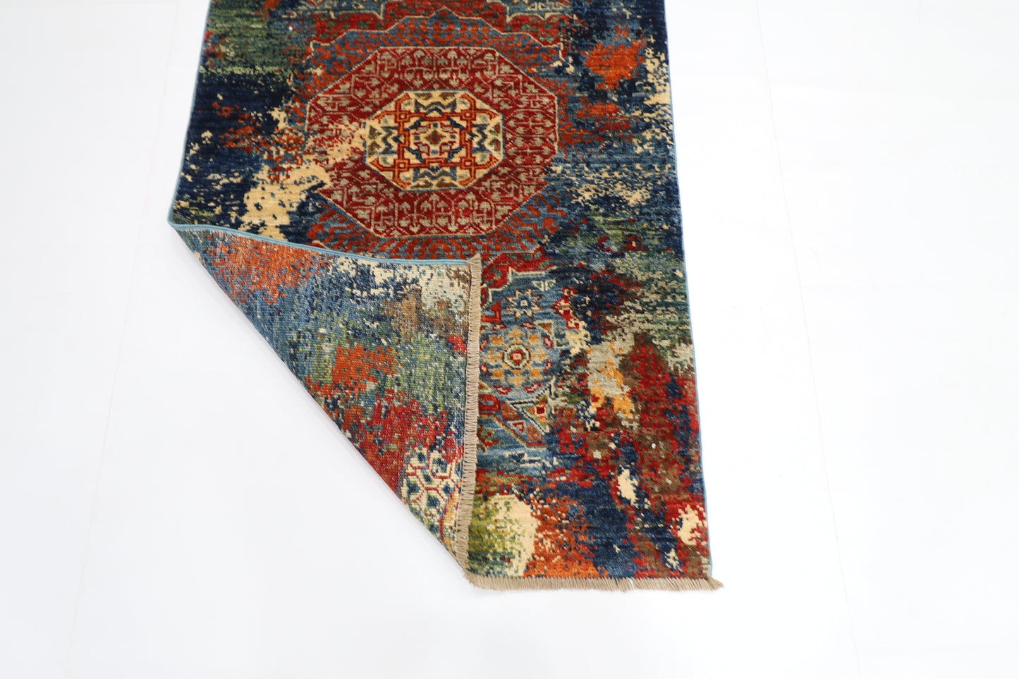 78 x 123 cm | Oriental Abstract Accent Rug Afghan Hand Knotted Veg dye Wool carpet