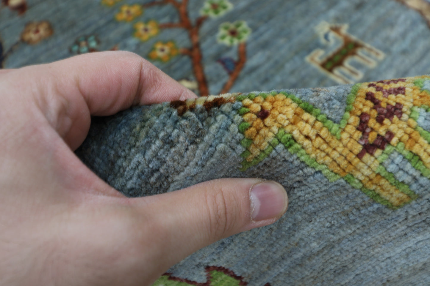 85 x 120 cm | Trees Afghan Tribal Hand Knotted Veg Dye Wool Carpet