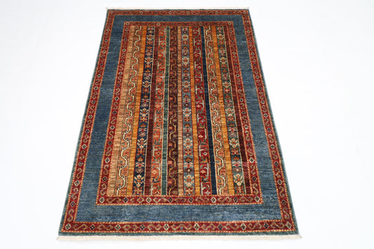 106 x 154 cm | Shawl Afghan Tribal Hand Knotted Veg Dye Wool Carpet