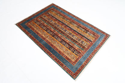 106 x 154 cm | Shawl Afghan Tribal Hand Knotted Veg Dye Wool Carpet