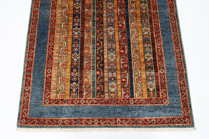 106 x 154 cm | Shawl Afghan Tribal Hand Knotted Veg Dye Wool Carpet