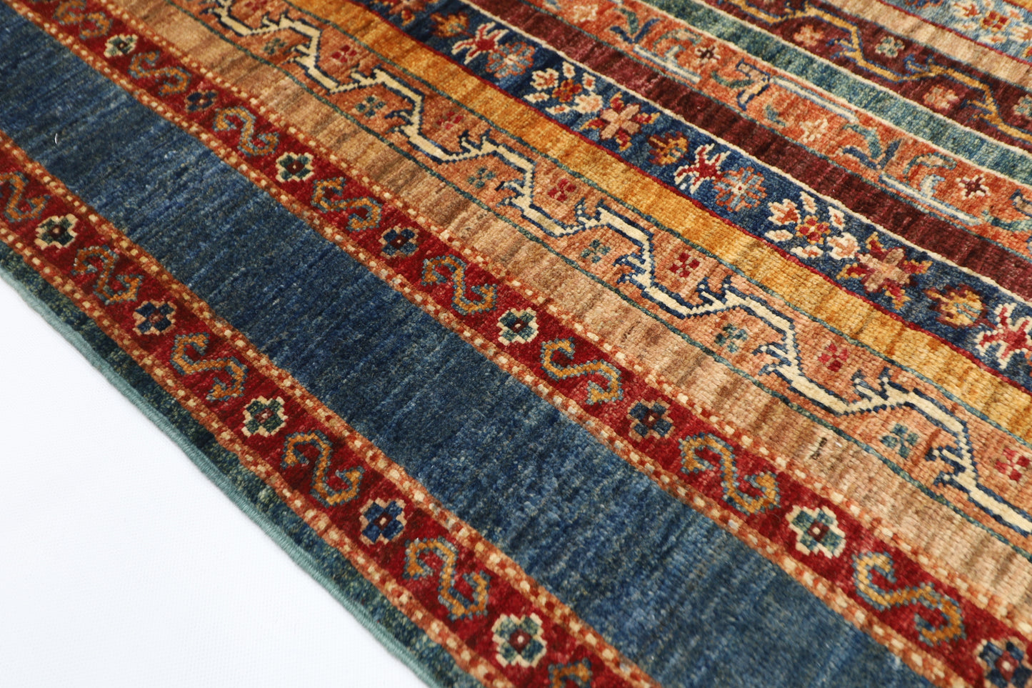 106 x 154 cm | Shawl Afghan Tribal Hand Knotted Veg Dye Wool Carpet