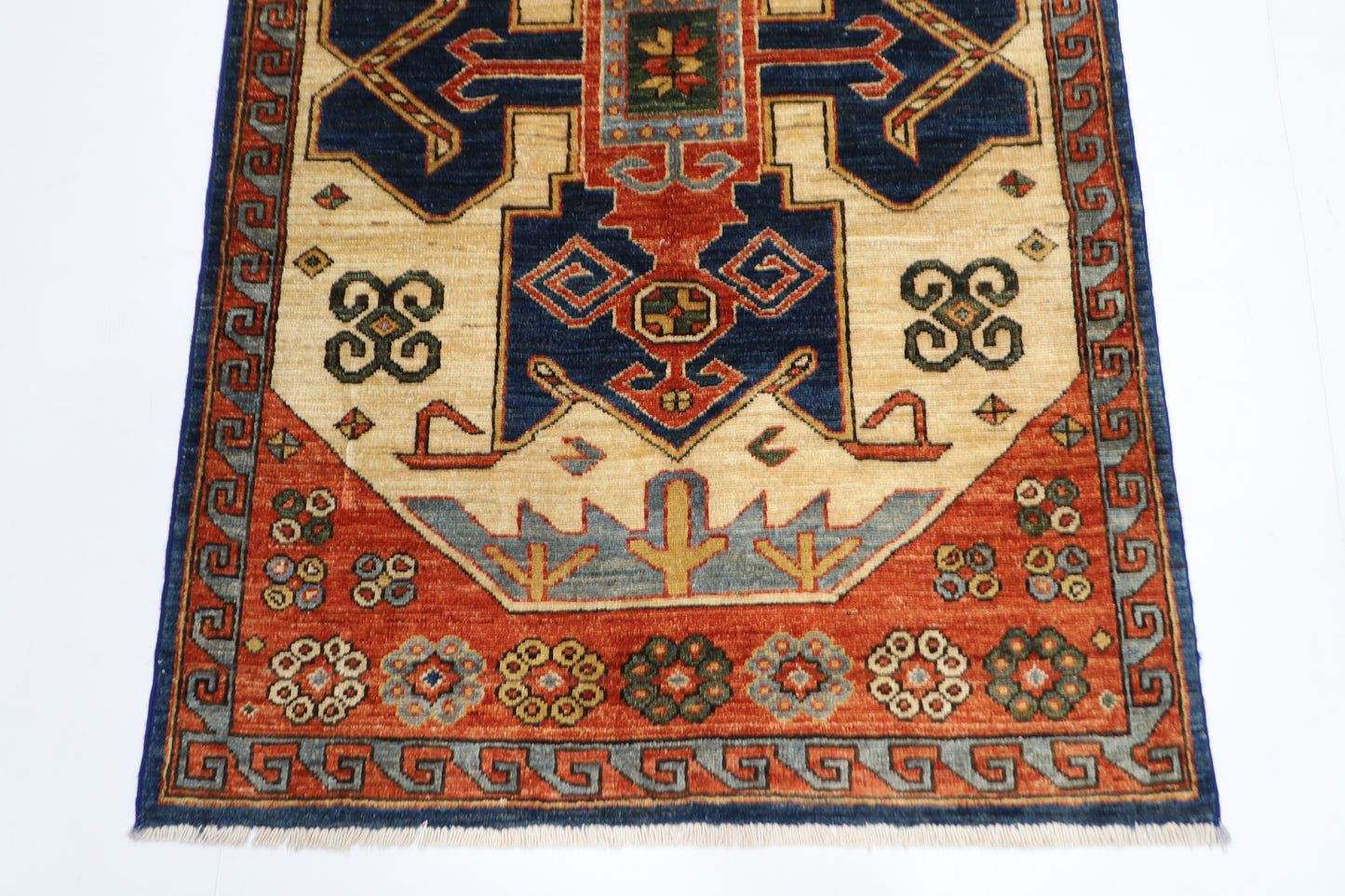 92 x 146 cm | Oriental Heriz Area Rug Afghan Hand Knotted Veg dye Wool carpet
